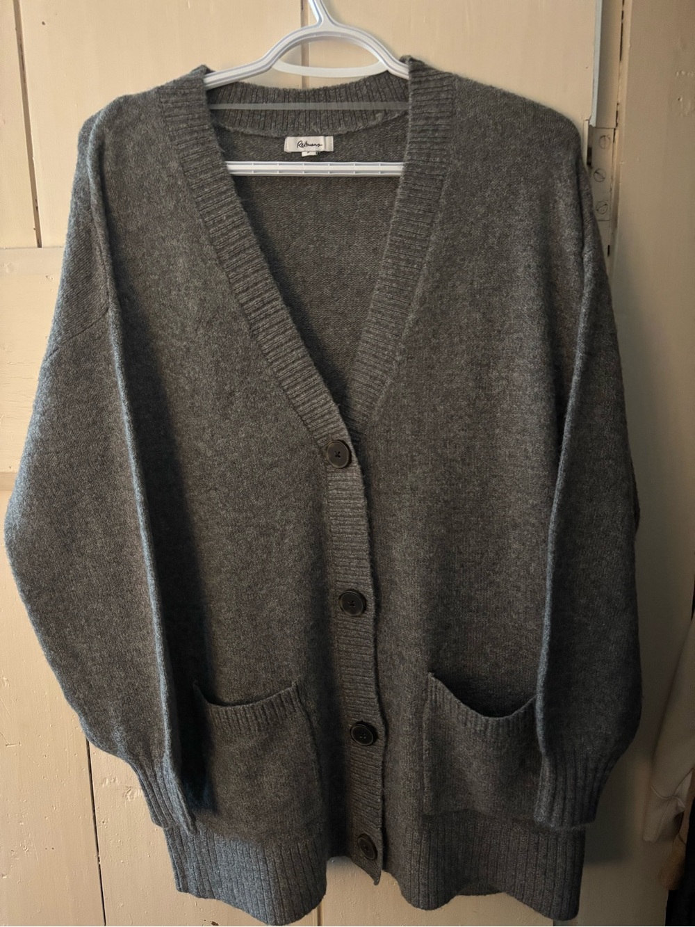 Reitmans Charcoal Gray Button-Up V-Neck Cardigan